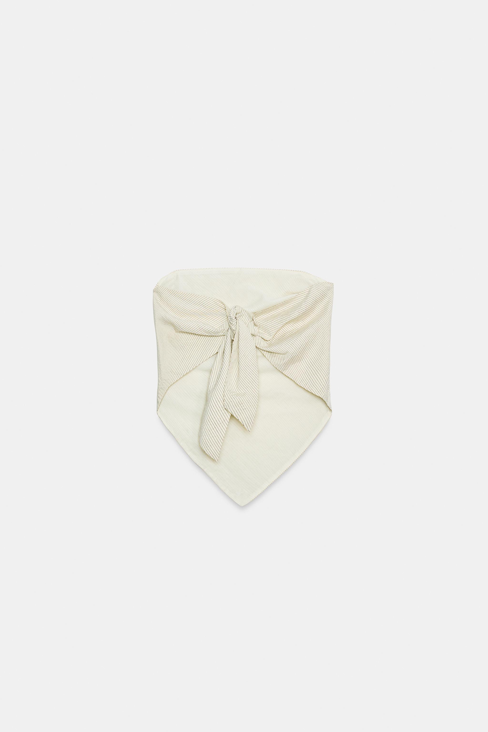 STRIPED TIED BANDEAU TOP | Zara US