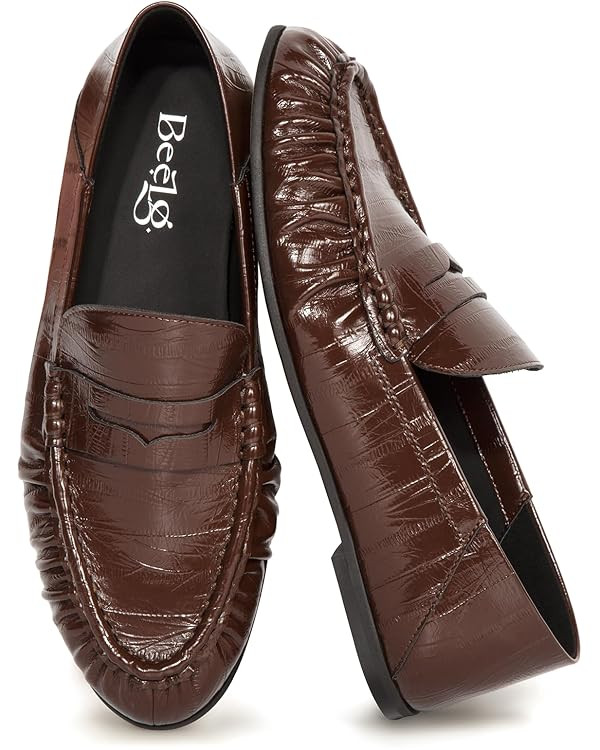 Penny Loafers for Women Suede Flats Shoes Casual Loafer Dressy Vintage Work Business Flat Shoe | Amazon (US)