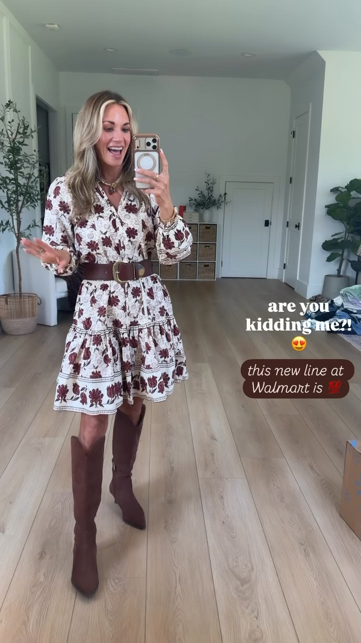 obsessed with this dress for fall! 🍂 
how pretty!?! I am 5’2” & wearing my true size xsmall. Love it paired with boots but you could also pair with flats or heels!

#LTKootd #LTKSeasonal #LTKPetite