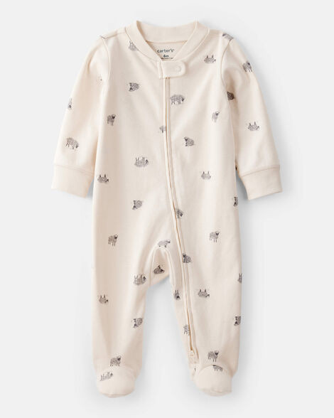 Baby Sheep Print 100% Cotton Long-Sleeve Sleep & Play - Ivory | Carter's Inc