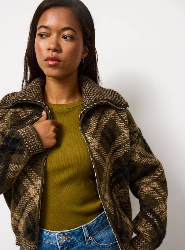 Green Check Knitted Jacket XL | Tu Clothing