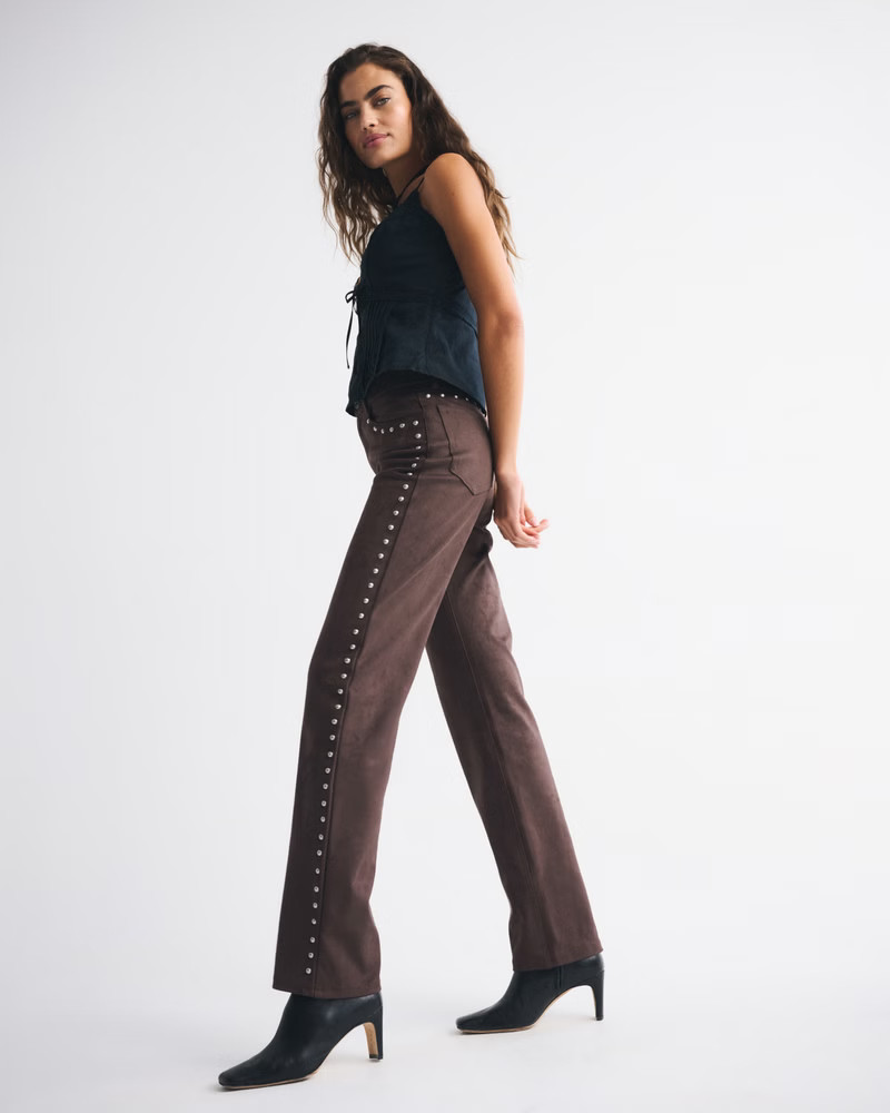High Rise 90s Relaxed Vegan Leather Pant | Abercrombie & Fitch (US)