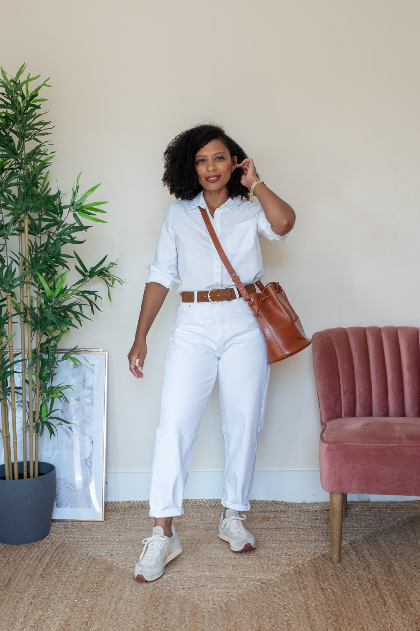 Early Autumn outfit consisting of white button shirt, white mom jeans, trainers and cross over bag. 

petite outfit 

#LTKSeasonal #LTKstyletip #LTKeurope