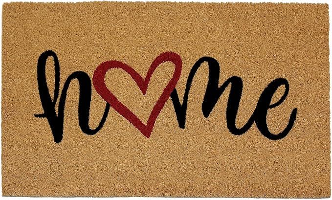 IRONGATE Welcome Doormat - Non Slip Dirt Trapping Home Heart Coco Coir Door Mat - Low Profile Fro... | Amazon (US)