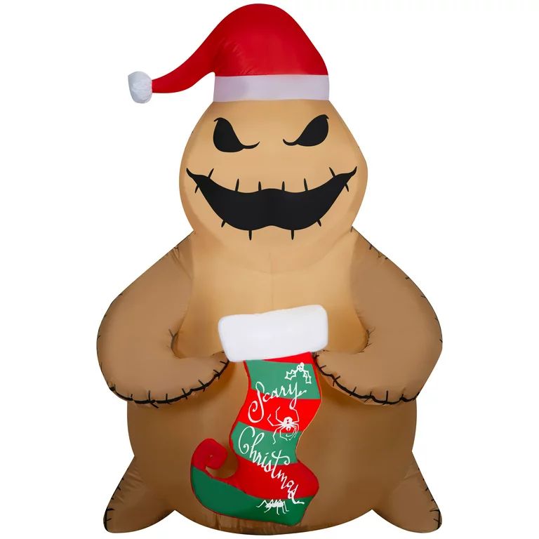 Airblown Inflatables 5 Foot Christmas Brown Burlap Oogie Boogie Holding Stocking Disney | Walmart (US)
