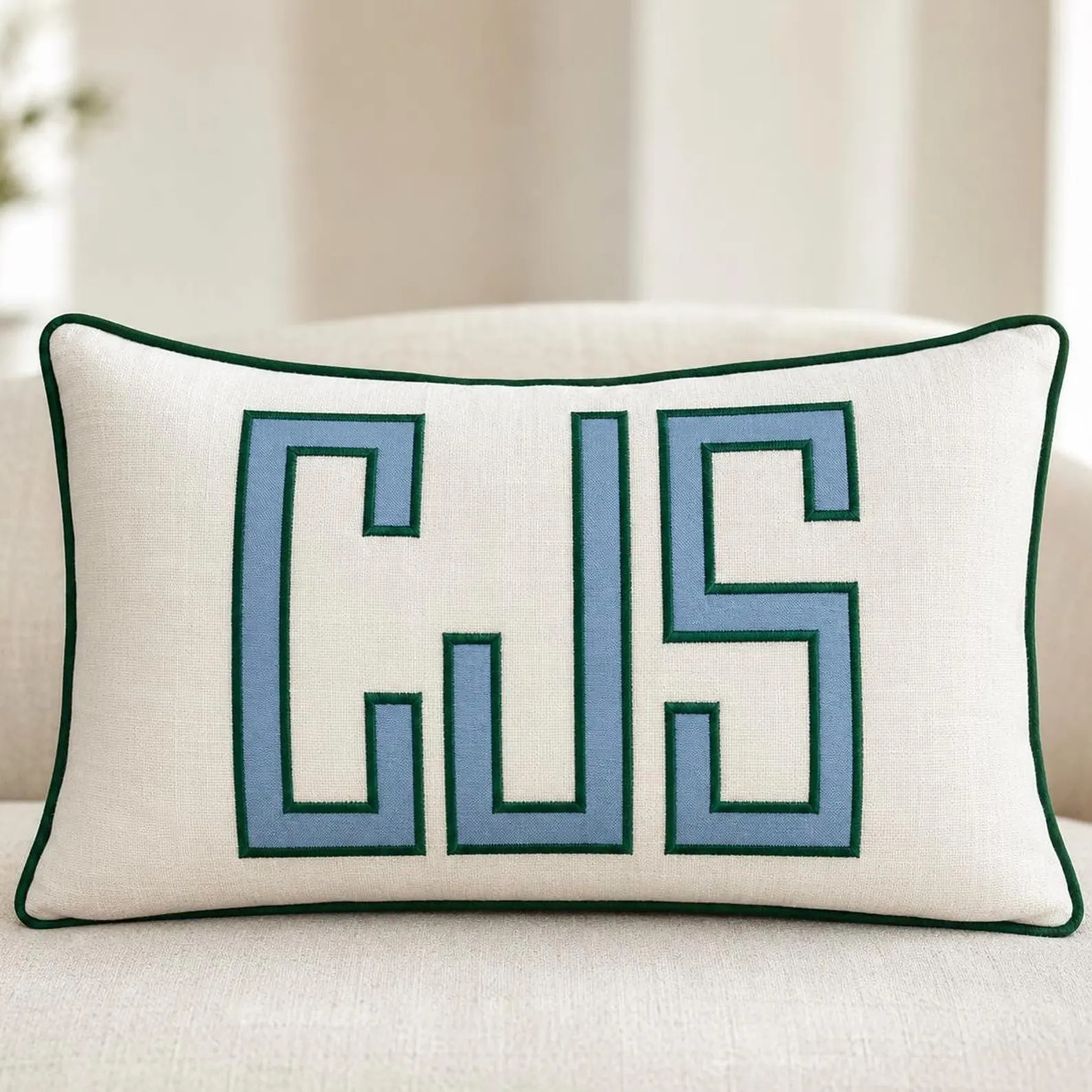 Personalized Appliqué Pillow with Monogram | Custom Name Lumbar Cushion | Nursery Gift | DDP shi... | Etsy (Global)