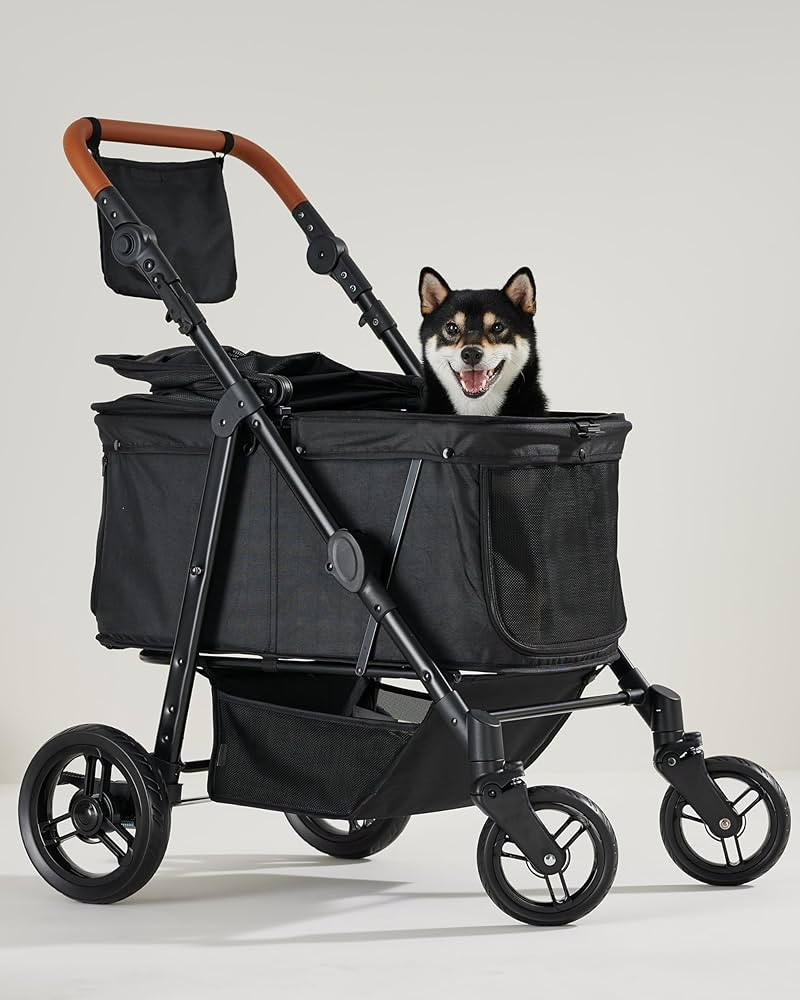 Zoosky Medium Pet Stroller for Dogs Up to 66lbs, Adjustable Handle, 180 ̊ Canopy, 4 Wheels for M... | Amazon (US)