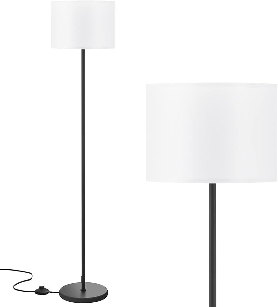 Modern Floor Lamp Simple Design with White Shade, Foot Pedal Switch, 60" Small Tall Lamps for Liv... | Amazon (US)