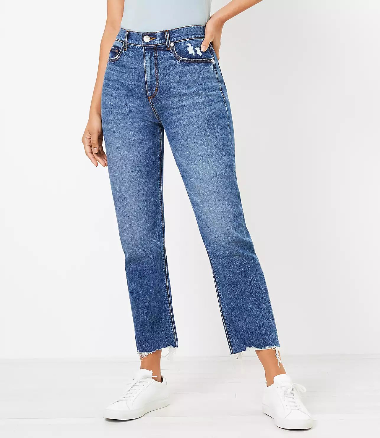 The Fresh Cut High Waist Straight Crop Jean in Authentic Dark Indigo Wash | LOFT