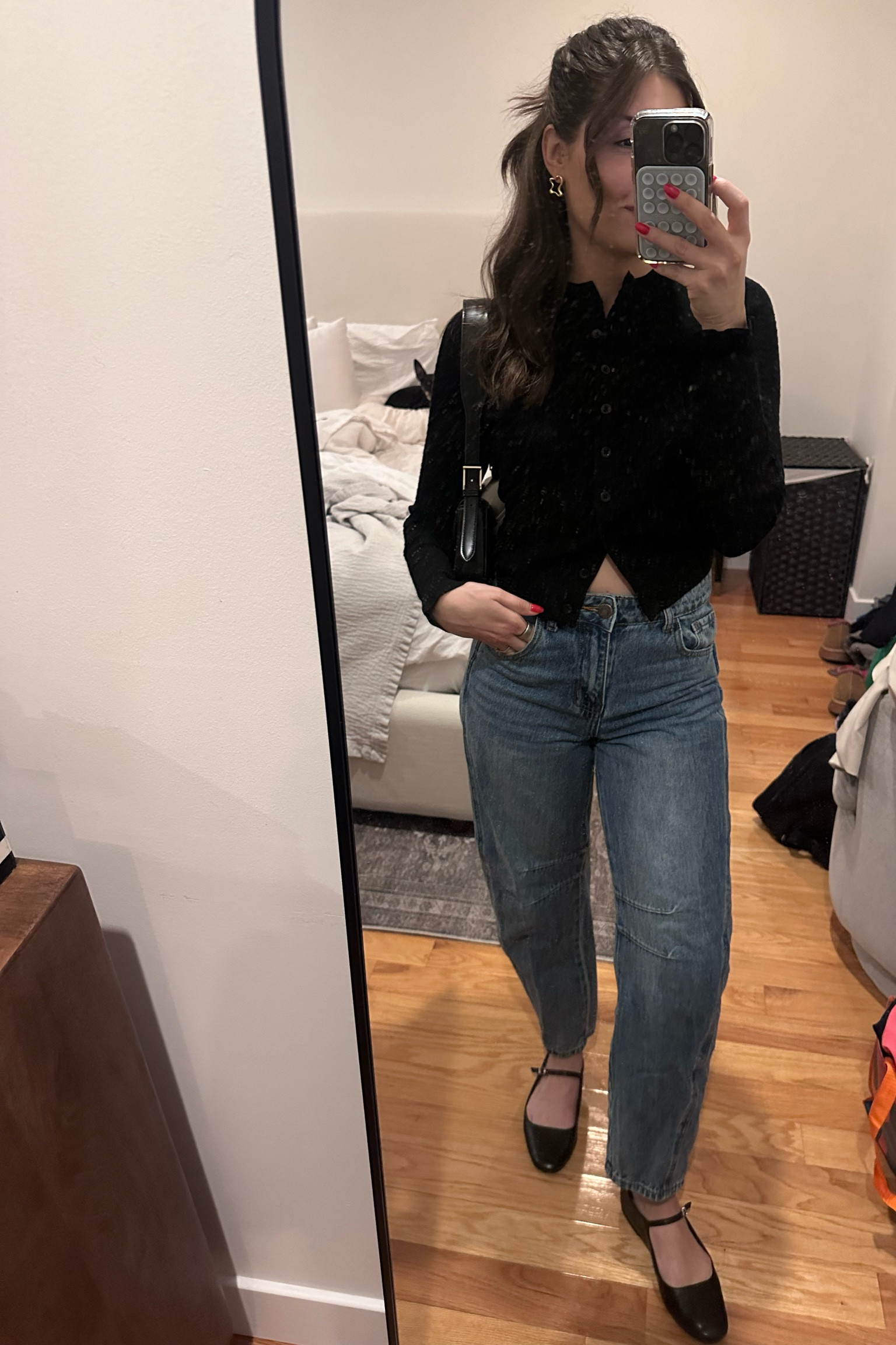 Fall outfit! In love with this black knit cardigan from Madewell (wearing size S) 🖤 jeans are sold out so linking a few similar options!

#LTKFindsUnder50 #LTKSeasonal #LTKFindsUnder100