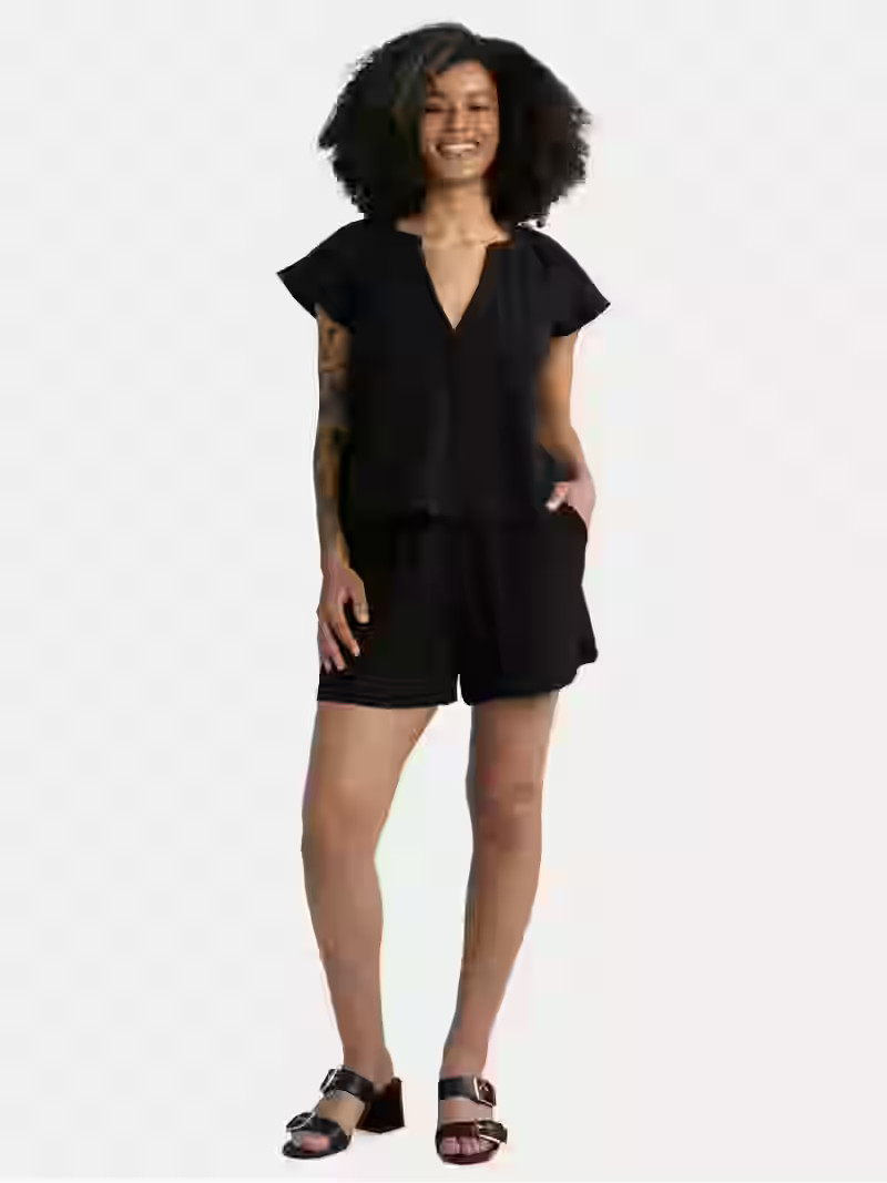 Time and Tru Women's Double Cloth Short Set, Sizes XS-XXXL | Walmart (US)