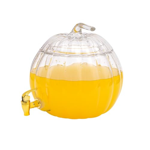 Halloween Glass Beverage Dispenser, 8.4L/2.22 Gallon Clear Pumpkin Shaped Drink Dispenser with Gold Faucet for Halloween, Party, Birthdays, Weddings | Amazon (US)