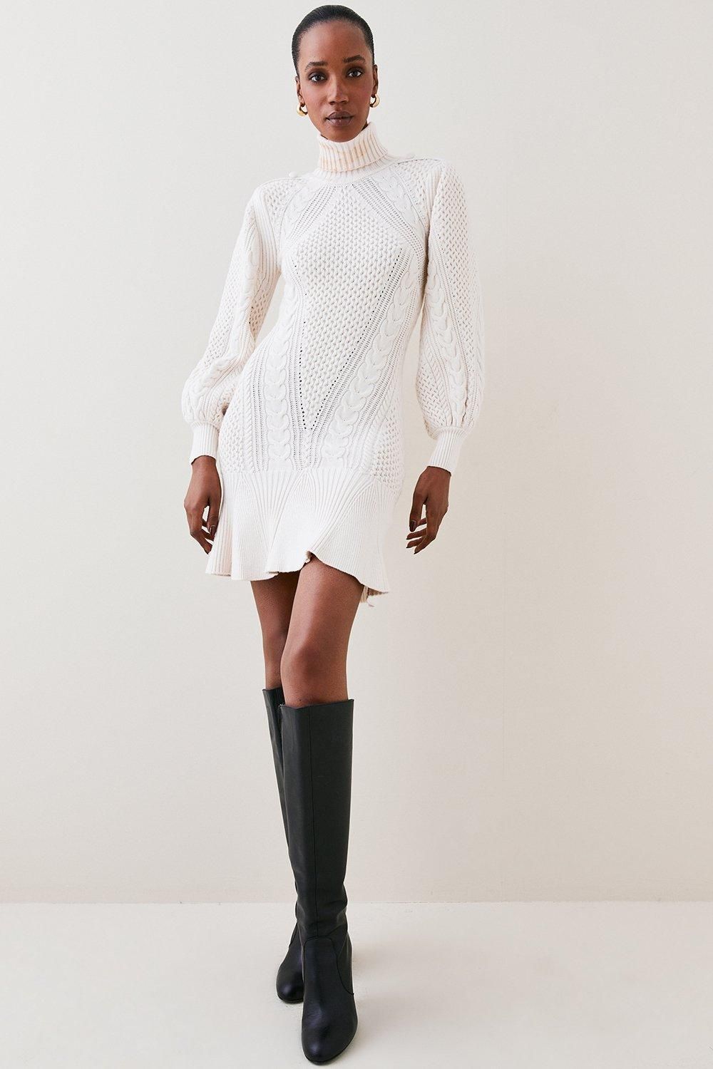 Lydia Millen Petite Cable Knitted Mini Dress | Karen Millen UK + IE + DE + NL