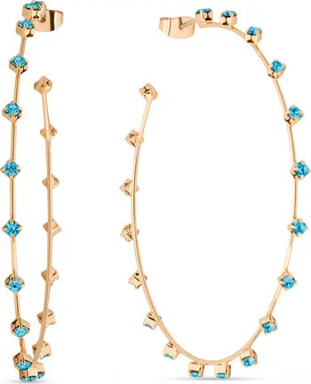 Simple Spark Crystal Station Hoop Earrings | Nordstrom