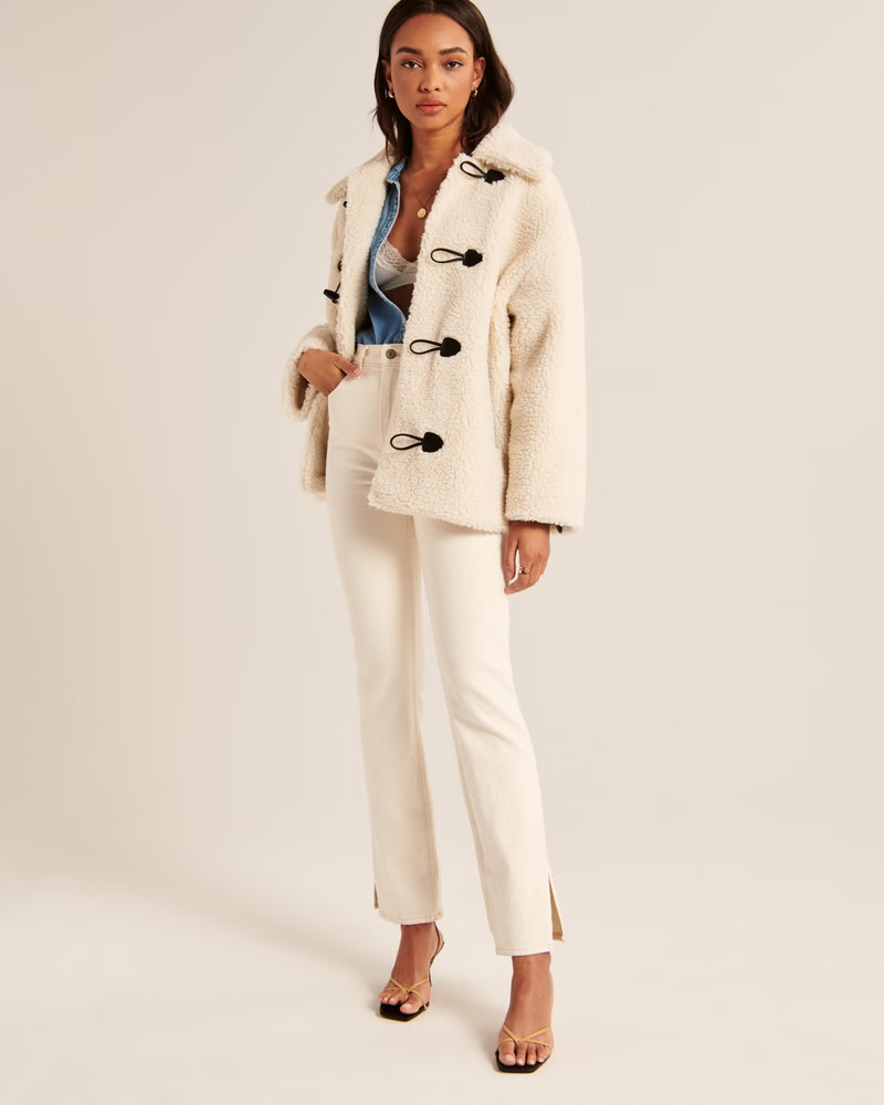 Women's Toggle Sherpa Coat | Women's Coats & Jackets | Abercrombie.com | Abercrombie & Fitch (US)