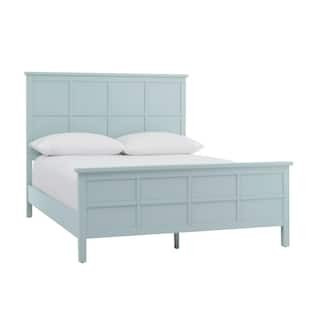 Home Decorators Collection Beckley Seabreeze Green Wood King Bed with Grid Back (80.7 in W. X 54 ... | The Home Depot