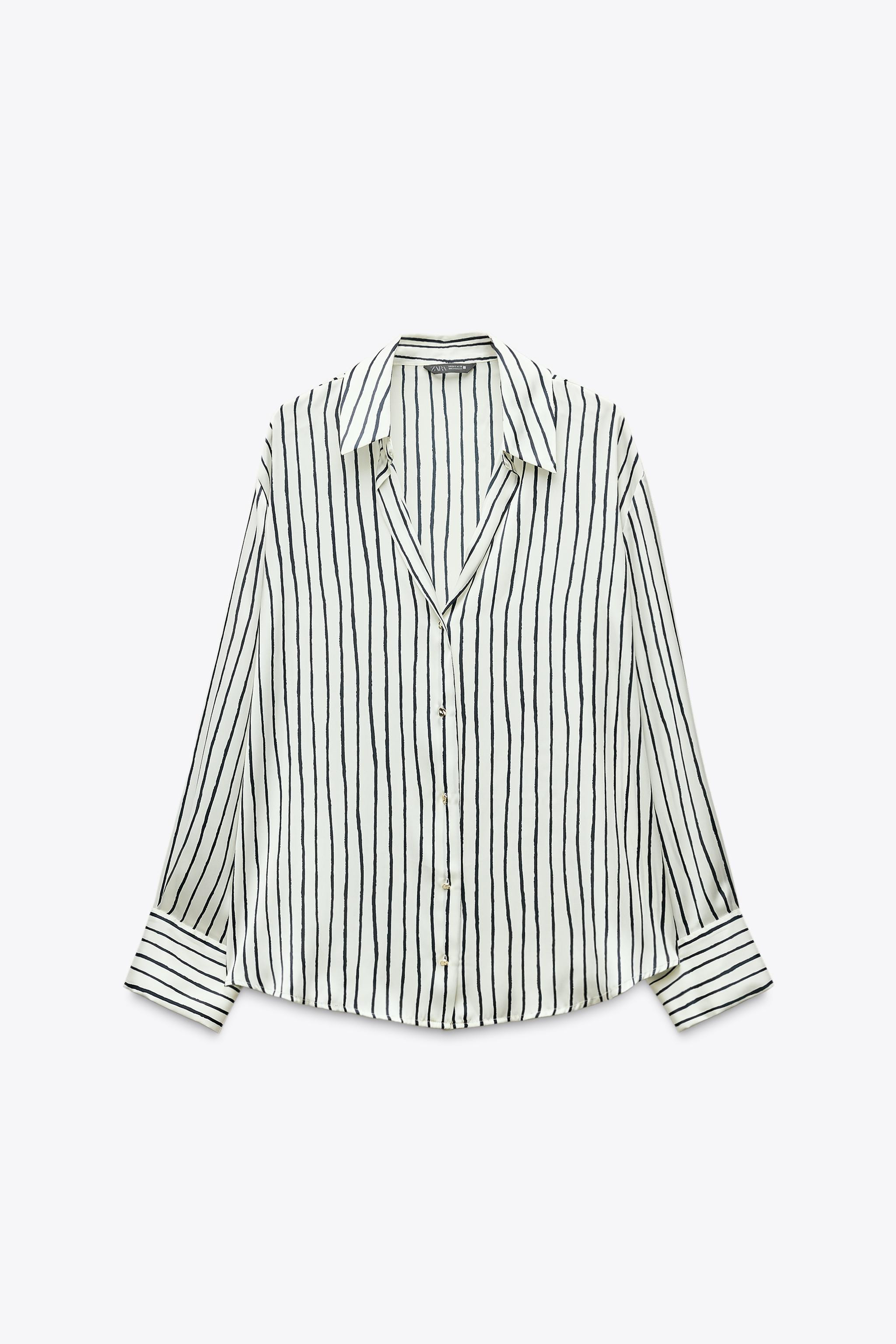 STRIPED SATIN SHIRT | Zara US