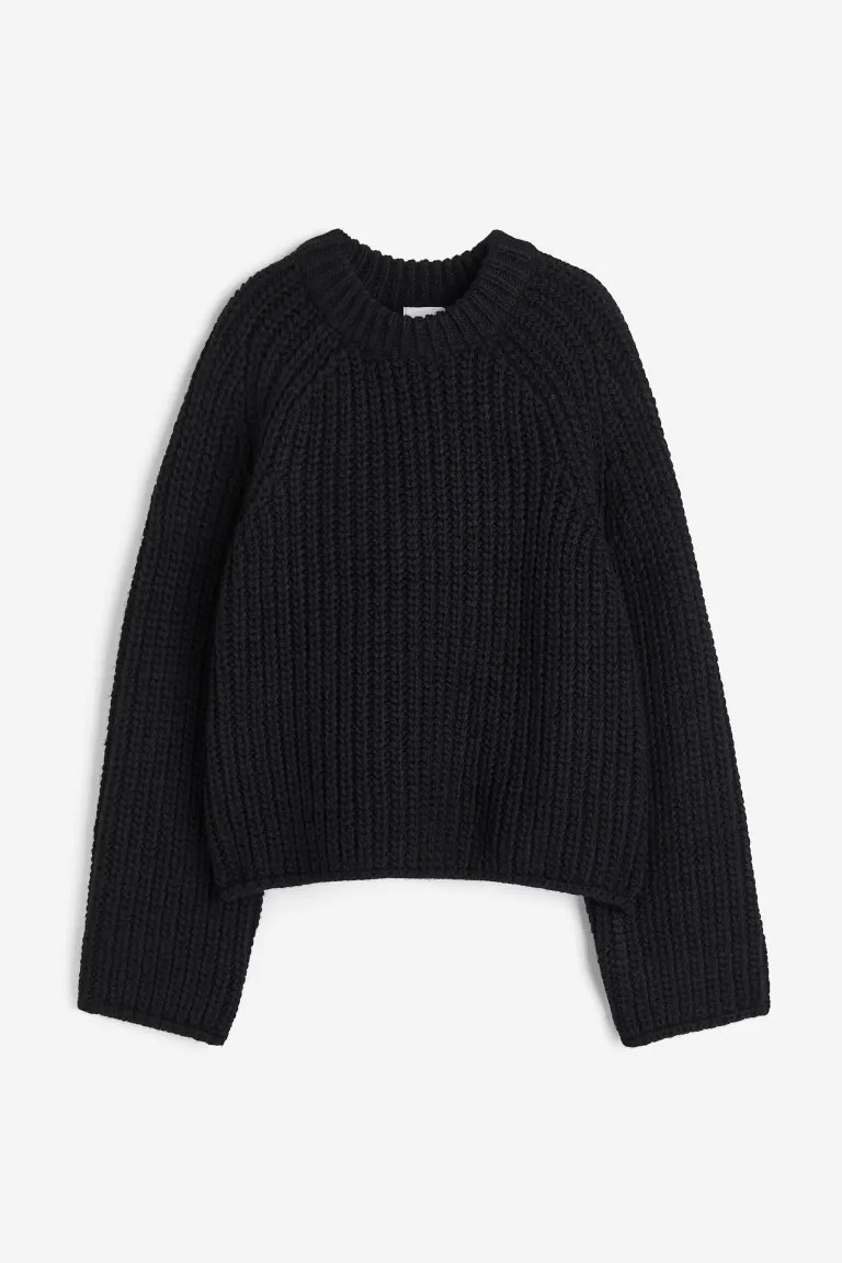 Oversized Rib-knit Sweater - Black - Ladies | H&M US | H&M (US + CA)