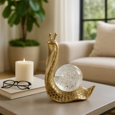 Decorative Snail Figurine Sculpture with Orb Glass Ball - Modern Statue Ideal for Home, Office, or Living Room Decor - 8", Gold | Target