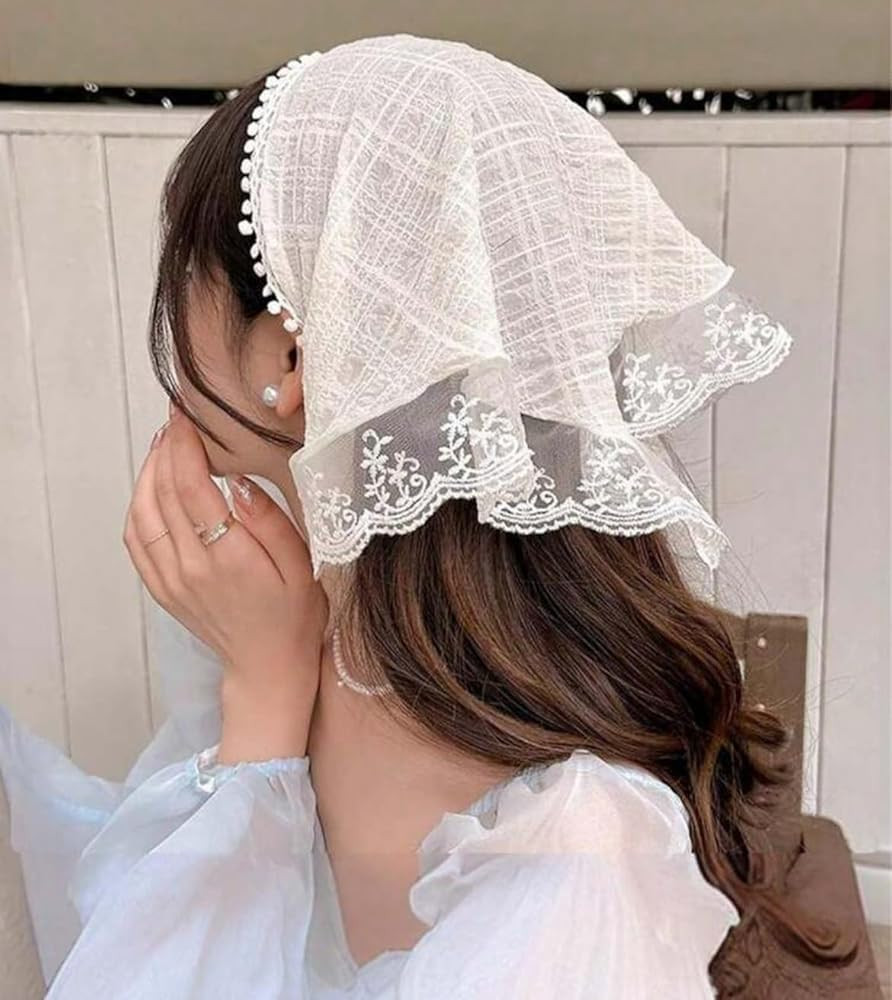 White Bandanas Head Scarf Headband for Women’s Hair - Lace Hair Scarf Bandana Headband - Cute S... | Amazon (US)