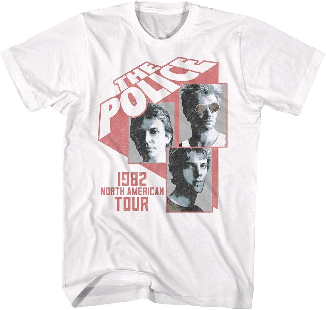 The Police British Rock Band 1982 North American Tour Adult T-Shirt Tee | Amazon (US)