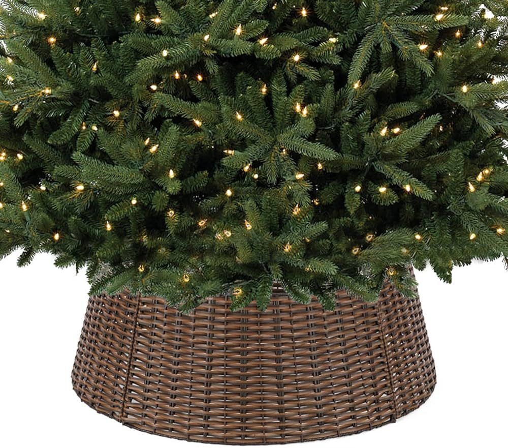 Amazon.com: Christmas Tree Collar, 23’’ D Handmade Artificial Rattan Wicker Christmas Stand T... | Amazon (US)