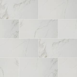 Carrara 12 in. x 24 in. Polished Porcelain Stone Look Floor and Wall Tile (16 sq. ft./Case) | The Home Depot