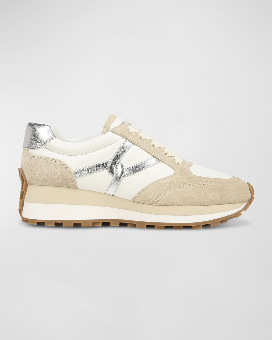 Veronica Beard Valentina Mixed Leather Retro Sneakers | Neiman Marcus