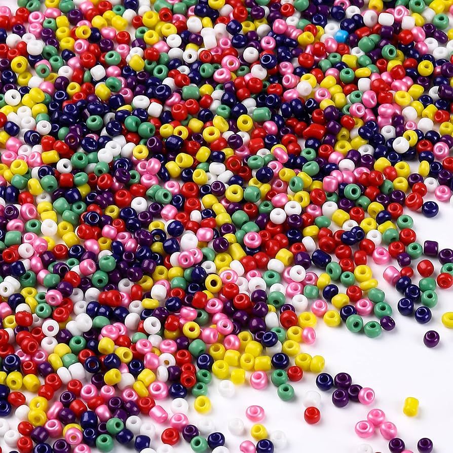 6500Pcs 8/0 3mm Glass Seed Beads for Jewelry Making, Bulk Pony Opaque Bead Colorful Neon Beads Se... | Amazon (US)