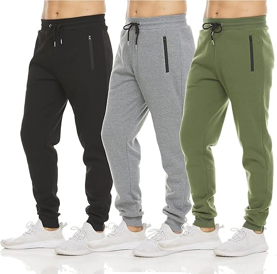 PURE CHAMP Mens 3 Pack Fleece Active Athletic Workout Jogger Sweatpants for Men with Zipper Pocke... | Amazon (US)