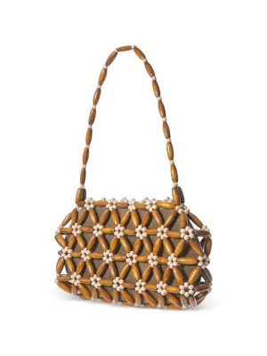 0711 Bolso De Hombro Tebea Con Cuentas | Marrón | FARFETCH ES | Farfetch Global