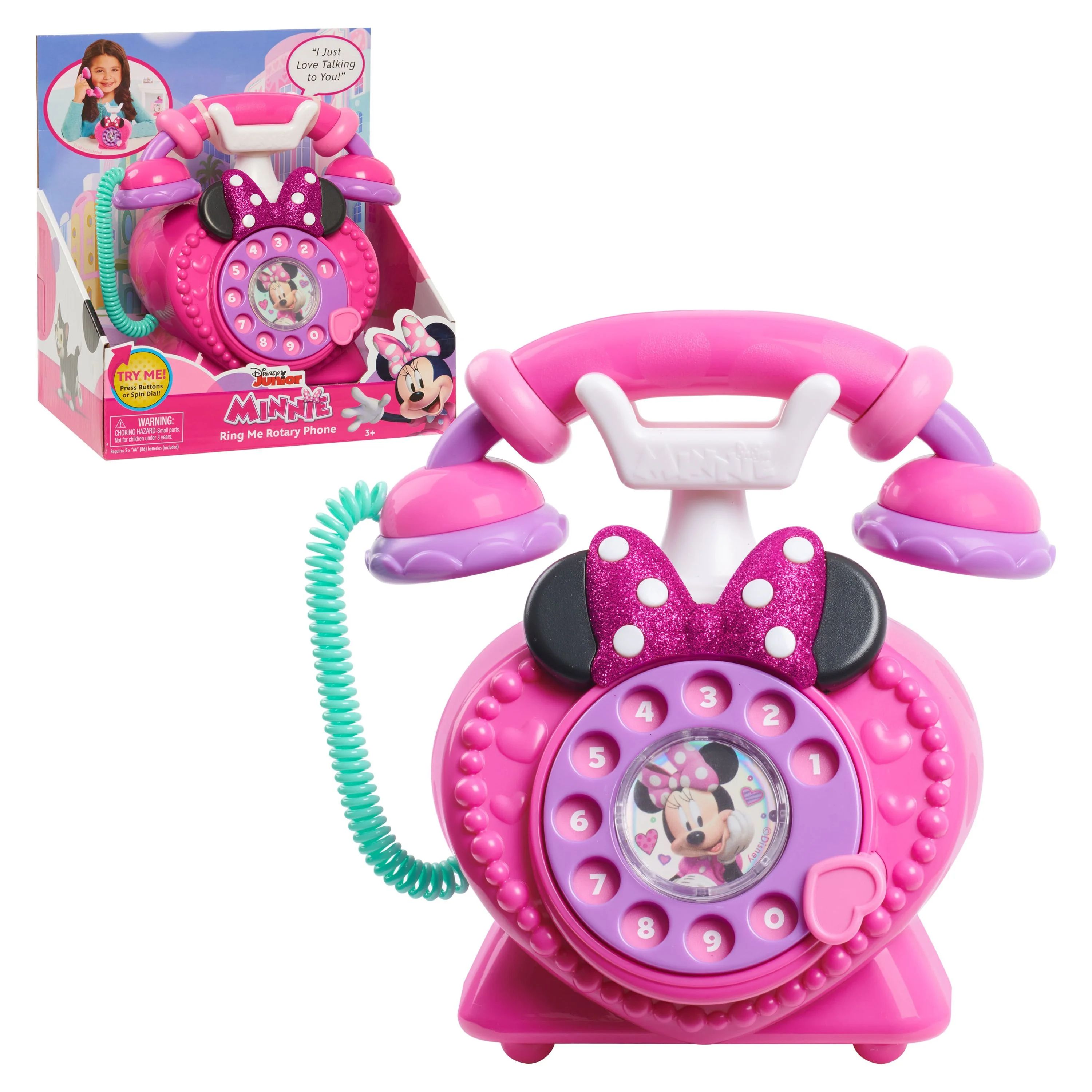 Disney Junior Minnie Mouse Ring Me Rotary Pretend Play Phone, Lights and Sounds, Kids Toys for Ag... | Walmart (US)