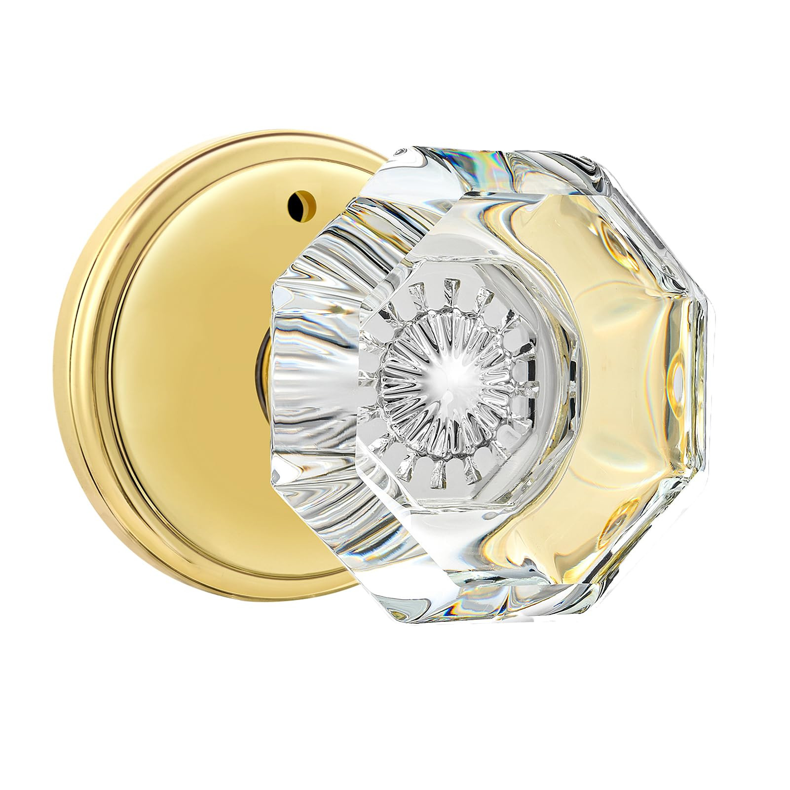Privacy Crystal Glass Door Knobs Interior with Lock, Modern Octagon Door Knobs for Bedroom/Bathro... | Amazon (US)