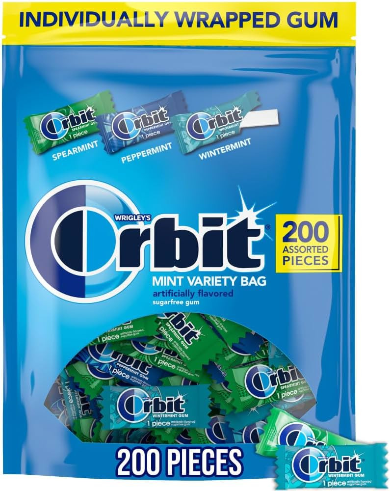 ORBIT Peppermint, Spearmint, & Wintermint Assorted Sugar Free Chewing Gum Bulk Pack, 13.4 oz 200-... | Amazon (US)