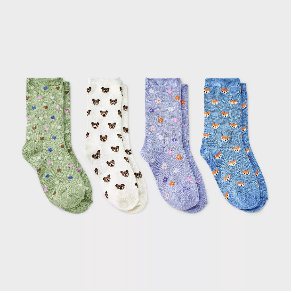 Girls' 4pk Animal and Heart Super Soft Crew Socks - Cat & Jack™ | Target