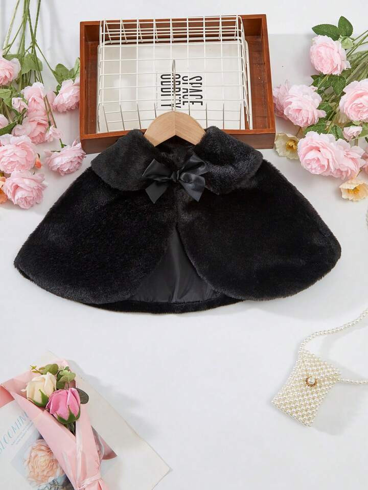 SHEIN Tween Girls Bow-Tie Short Cape Style Elegant Coat | SHEIN