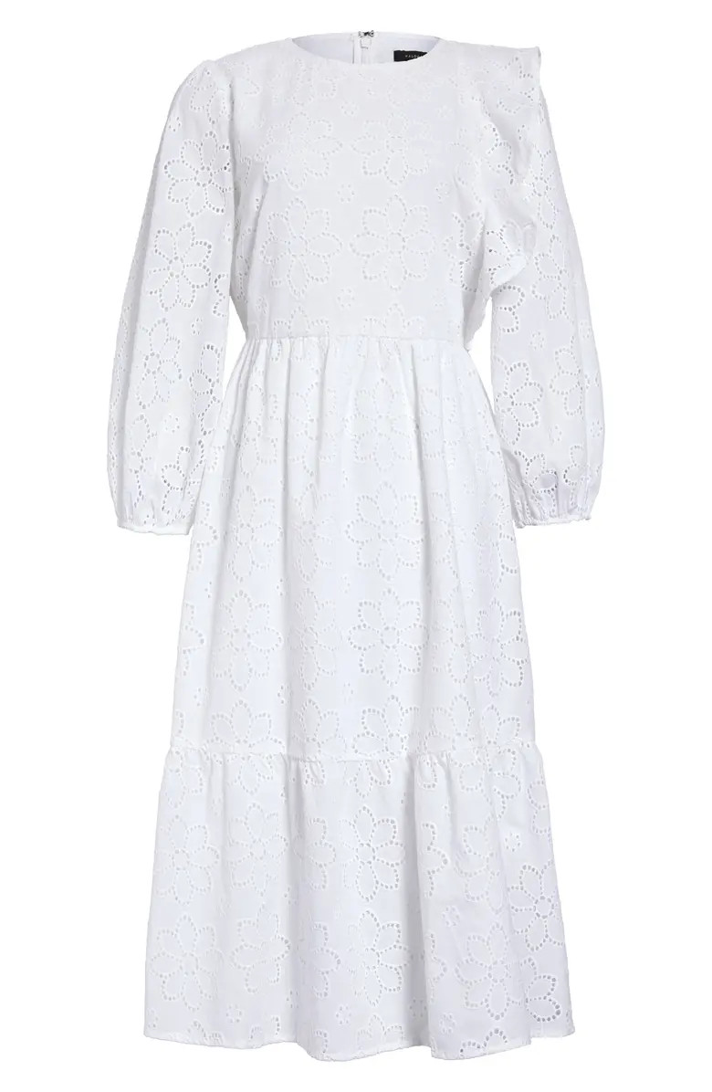 Ruffle Detail Eyelet Fit & Flare Dress | Nordstrom