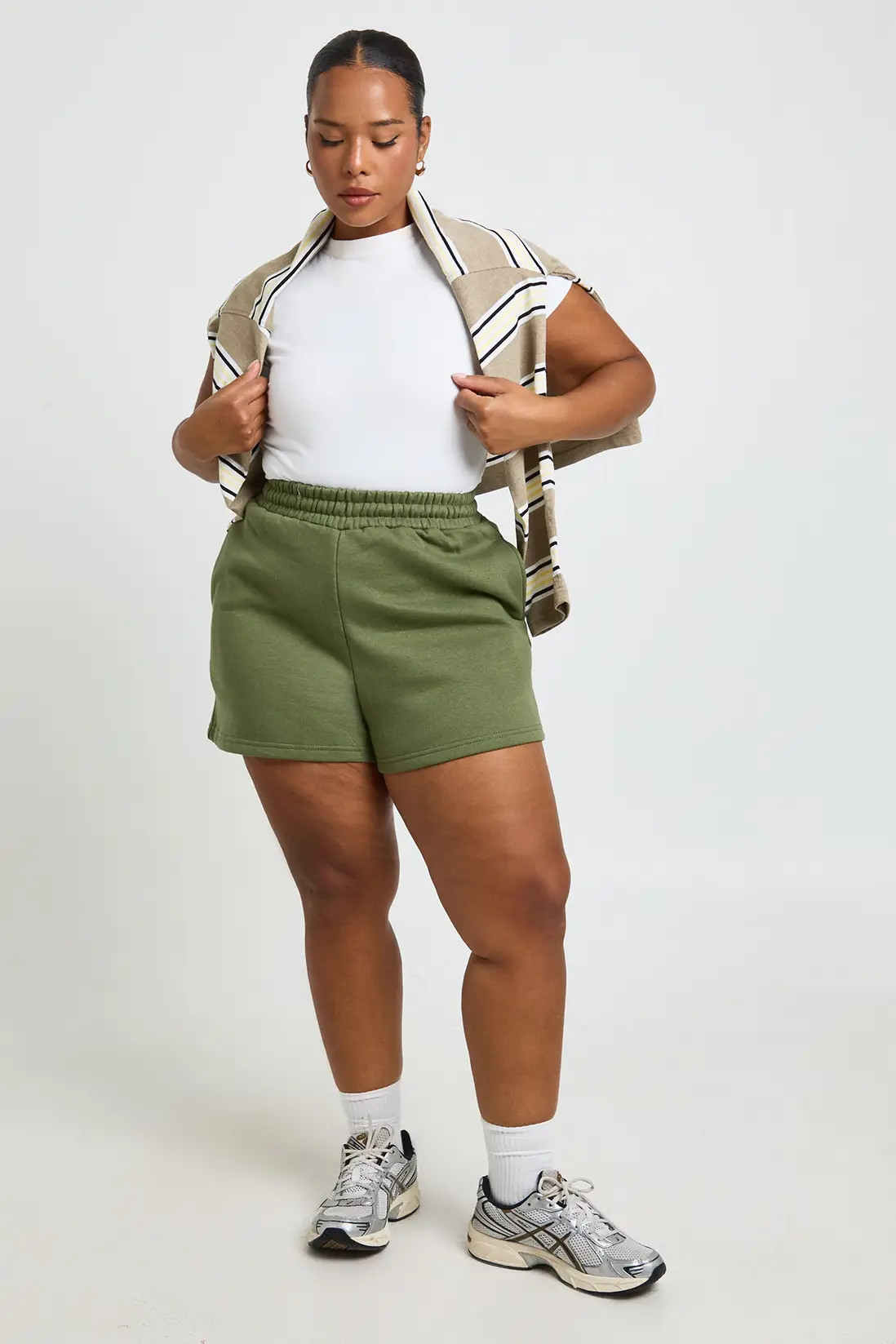 Olive Plus Thick Waist band shorts | Boohoo USA | boohoo (US & Canada)