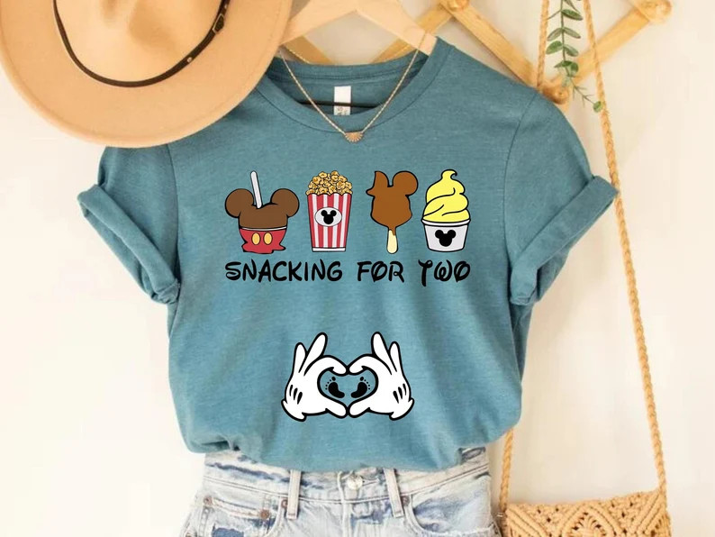 Disney Vacation Shirt, Snacking For Two Pregnancy Announcement Shirt, Disney Shirts For Women, Fu... | Etsy (Global)