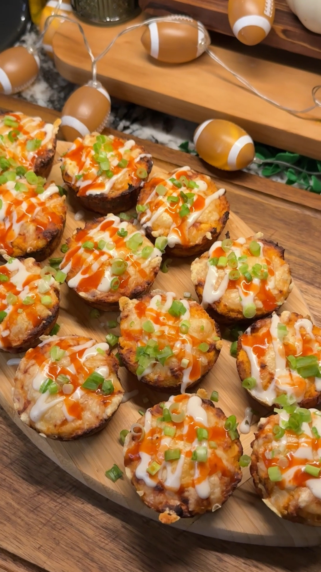 tastebud touchdowns, week 6: buffalo chicken tater tot cups🧡✨🏈
#gamedayhosting #cookingessentials #kitchenfavorites #gamedaysnacks

these are the perfect bite-sized snacks to add to your game day spread! so fun, flavorful & easy!

Ingredients:
- 48 frozen tater tots (about a 32 oz bag)
- 1 lb shredded chicken
- 8 oz softened cream cheese
- 1/2 cup buffalo sauce
- 2 tbsp ranch seasoning
- 1.5 cups shredded mozzarella (1 cup for mixture, 1/2 cup for topping)

top with:
- 1 tbsp ranch dressing
- 1 tbsp buffalo sauce
- 1/4 cups shredded mozzarella chopped green onion

#LTKFamily #LTKHome #LTKSeasonal
