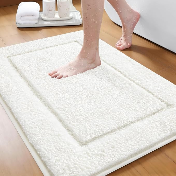 IM HOME Bathroom Rugs Off White 24"x17", Ultra Soft Thick Plush Fluffy Microfiber Absorbent Bath ... | Amazon (US)