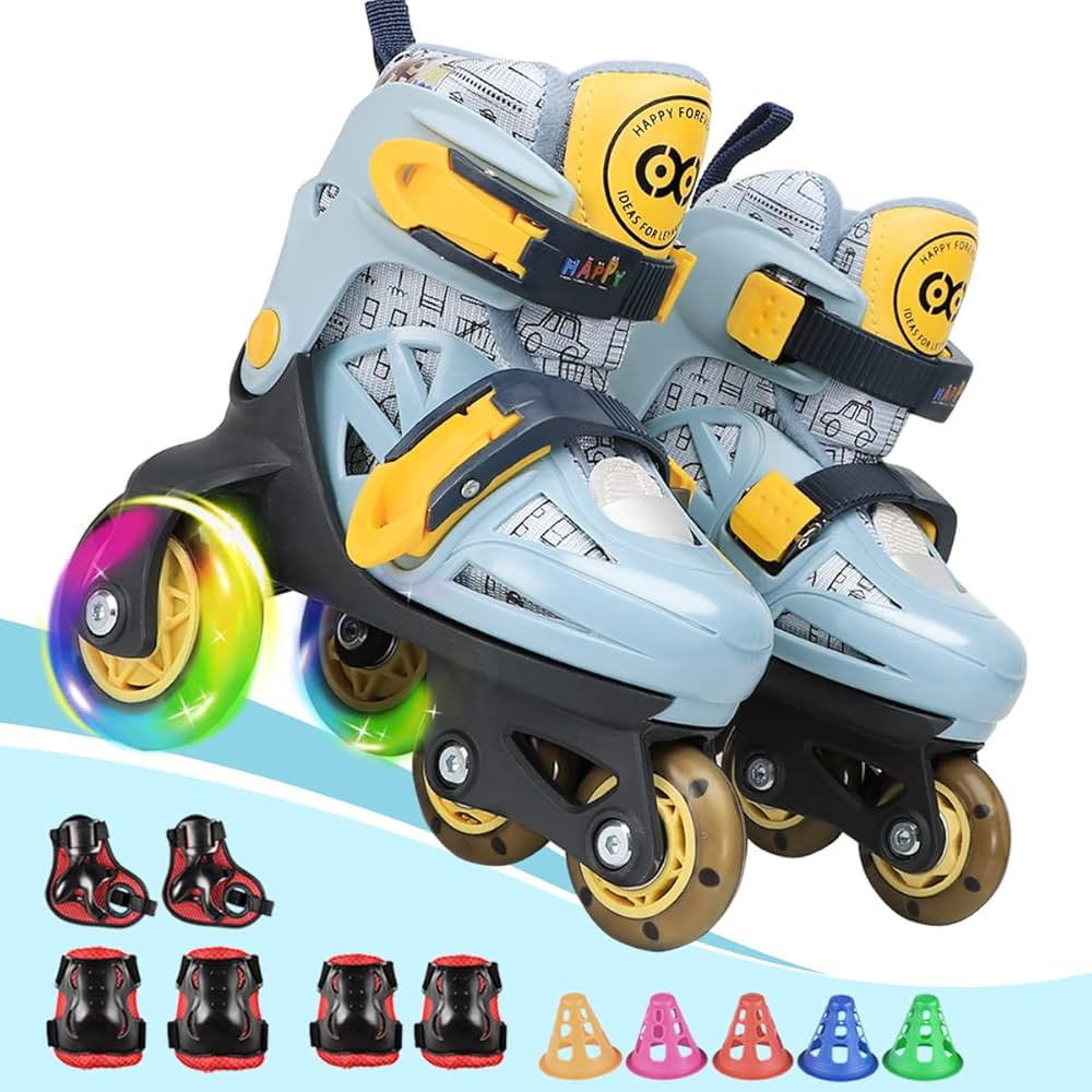Kids Quad Roller Skate,Roller Skates for Girls Boys,with Adjustable Size&Double Brakes&Luminous W... | Amazon (US)