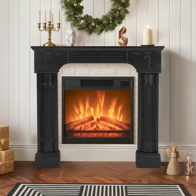 Modern Fireplace Mantel Surround, Black Freestanding Surround Mantel For Electric Fireplace, Waterproof & Anti-Tipping, Premium Mdf Wooden Mantel With | Wayfair North America
