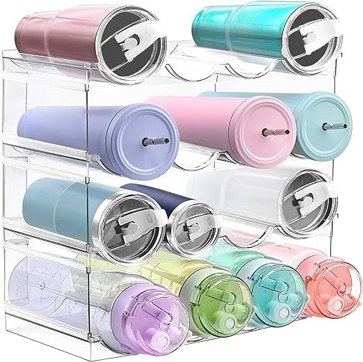 UPGRADE 4 Pack Water Bottle Organizer, Stackable Kitchen Home Pantry Organization and Storage Rac... | Amazon (US)