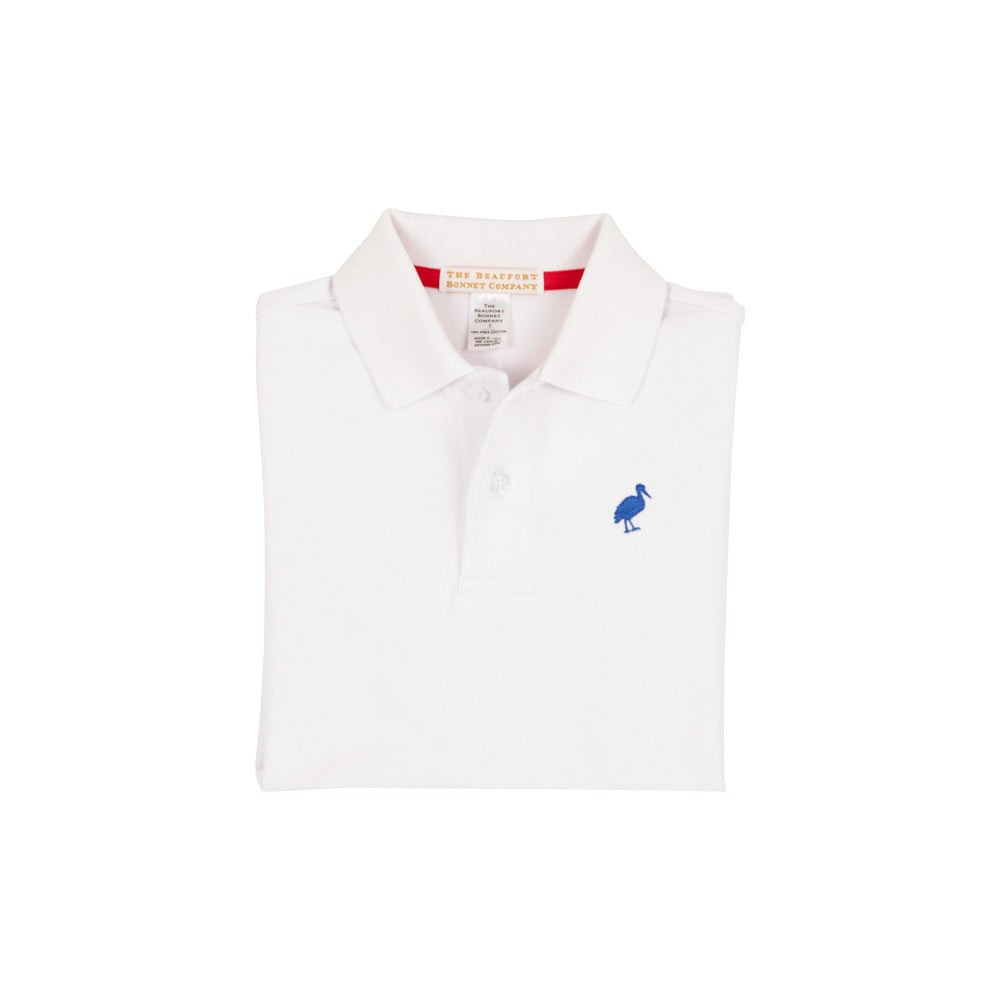 Prim & Proper Polo & Onesie - Worth Avenue White with Rockefeller Royal Stork | The Beaufort Bonnet Company