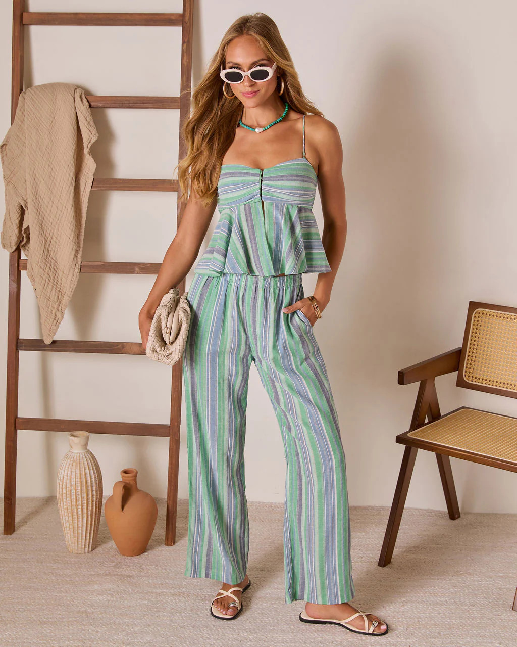 Ediena Striped Linen Pants | VICI