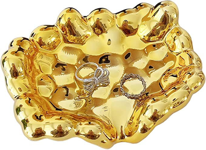Wlz Luxury Electroplated Jewelry Dish Tray, Decorative Ring Trinket Dish Jewelry Holder for Earri... | Amazon (US)