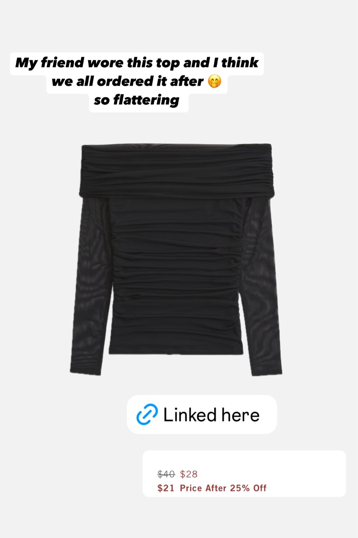 My friend wore this top and I think we all ordered it after 🤭 
so flattering