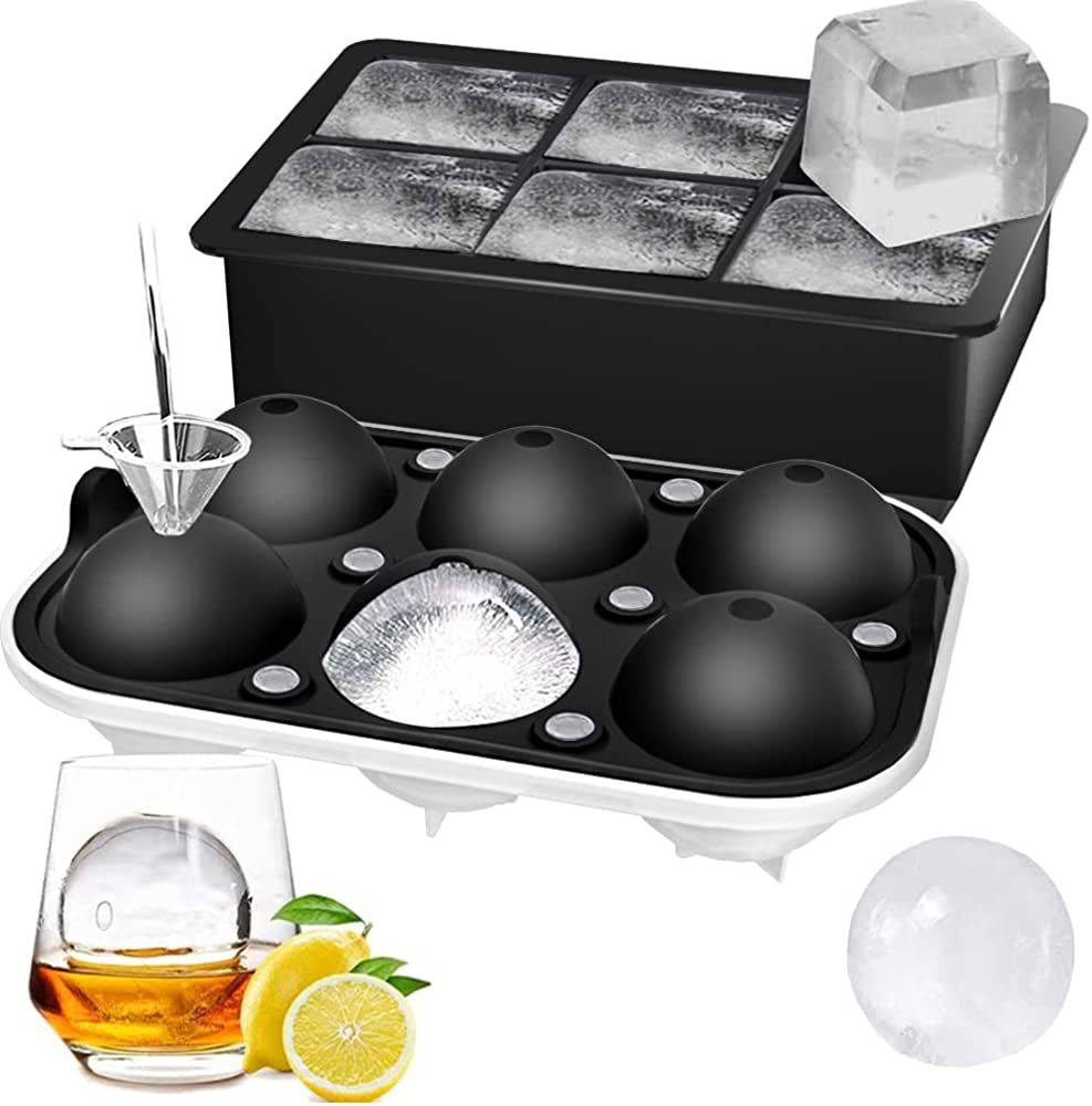 ROTTAY Ice Cube Trays (Set of 2), Sphere Ice Ball Maker with Lid & Large Square Ice Cube Maker fo... | Amazon (US)