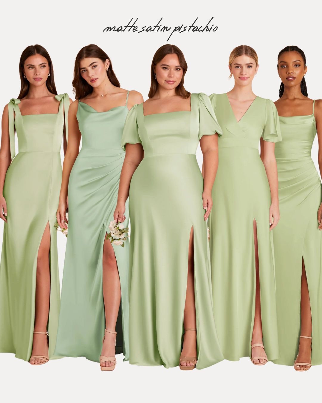 neutral mixed bridesmaid dresses Johanan Stretch-Silk Camisole in Pistachio